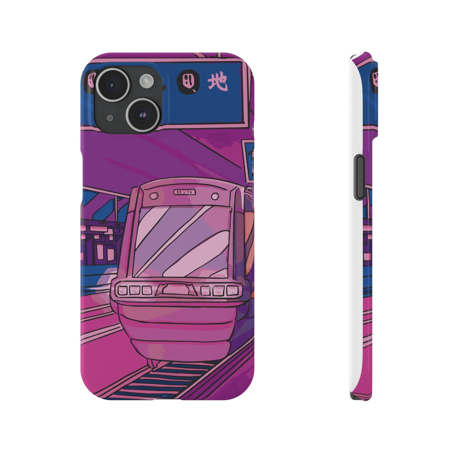 iPhone case with Japanese Vaporwave cityscape for iPhone 16, 15, 14 and 13. Neon Asian style