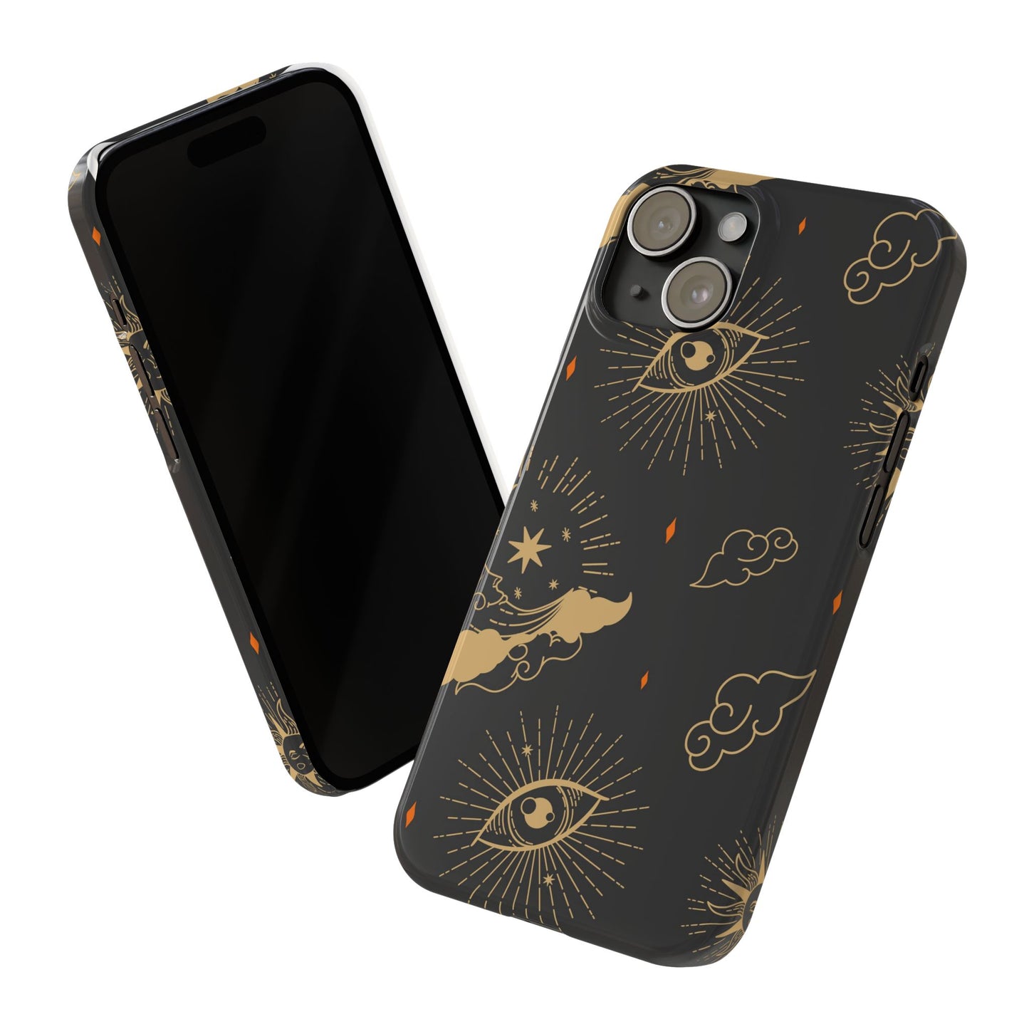 Black and Gold Mystical Astrology iPhone  16, 15, 14,  13 Case. Perfect Gift for Astrology Lovers. Celestial Symbolism - Fits iPhone 15 Pro & Max