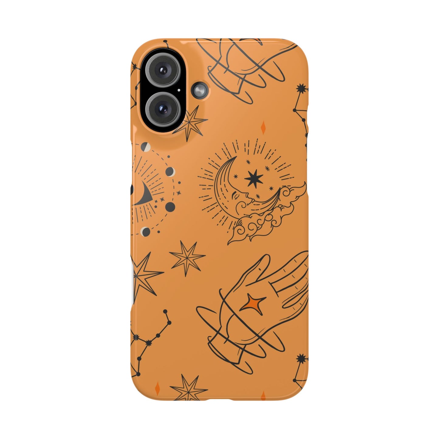 Orange Mystical Astrology iPhone 16, 15, 14, 13 Case - Ideal Gift for Astrology Enthusiasts - Celestial Artistry - Fits iPhone 15 Pro and Max