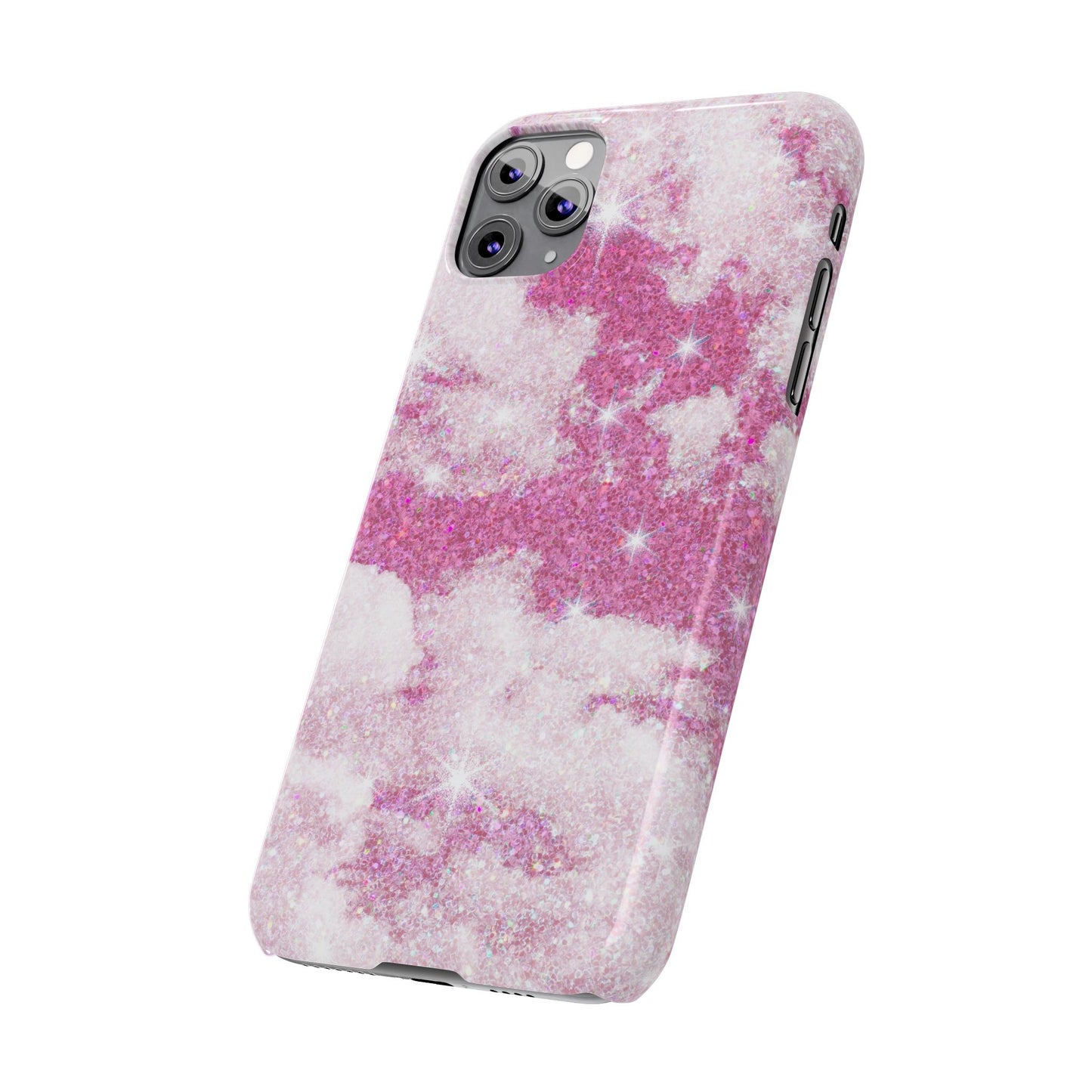 Pink Glitter Sky Phone Case - Sparkling Cloud Design for iPhone