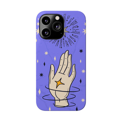 Purple Mystic Hand iPhone 15, 14, 13 Case - Celestial Design - Fits iPhone 15 Pro and Max - Ideal Gift for Astrology Enthusiasts