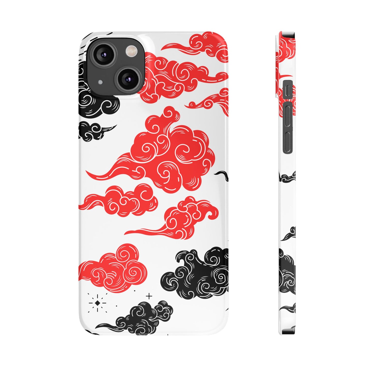 Red & Black Japanese Otaku Cloud iPhone Case - Stylish & Protective Cover