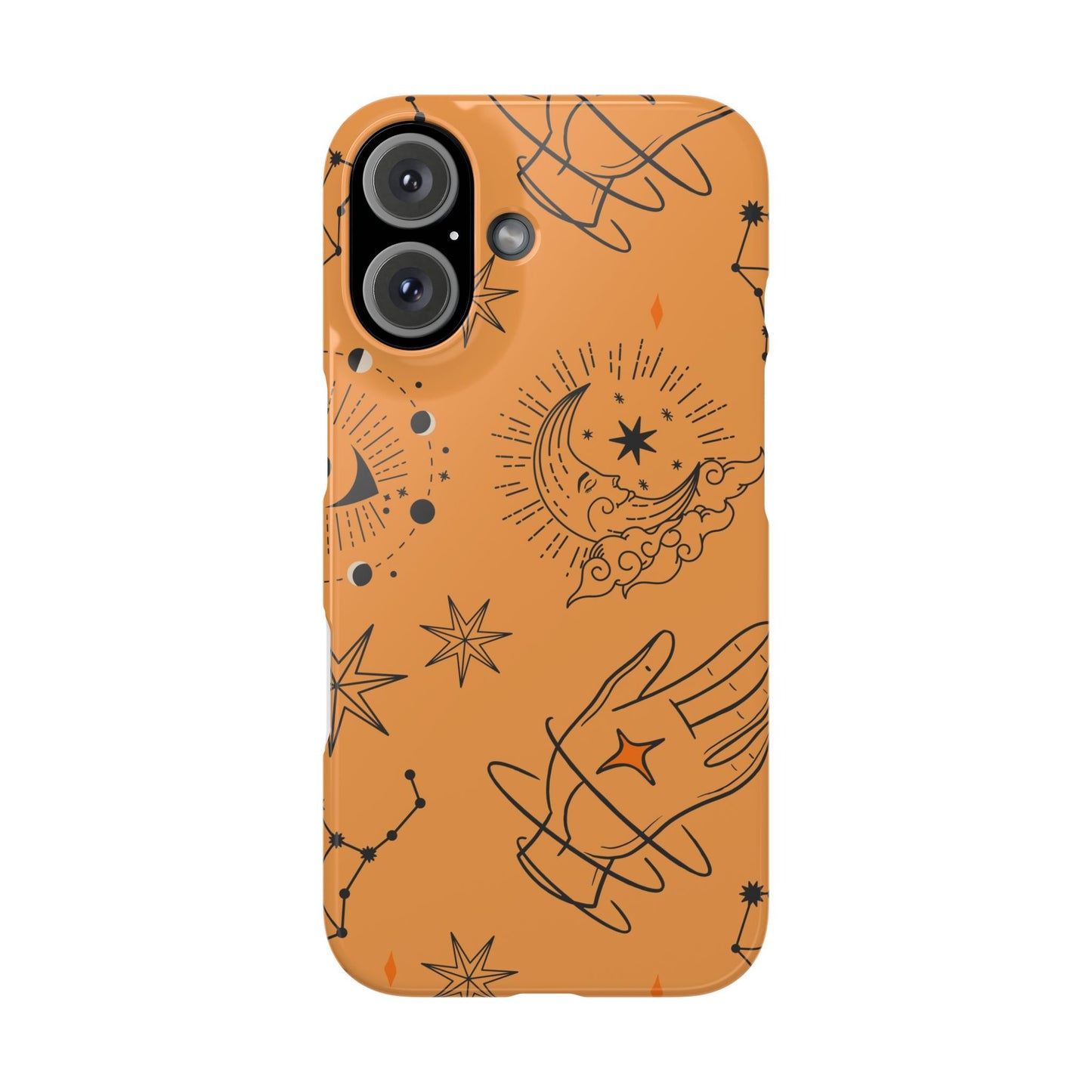 Orange Mystical Astrology iPhone 16, 15, 14, 13 Case - Ideal Gift for Astrology Enthusiasts - Celestial Artistry - Fits iPhone 15 Pro and Max