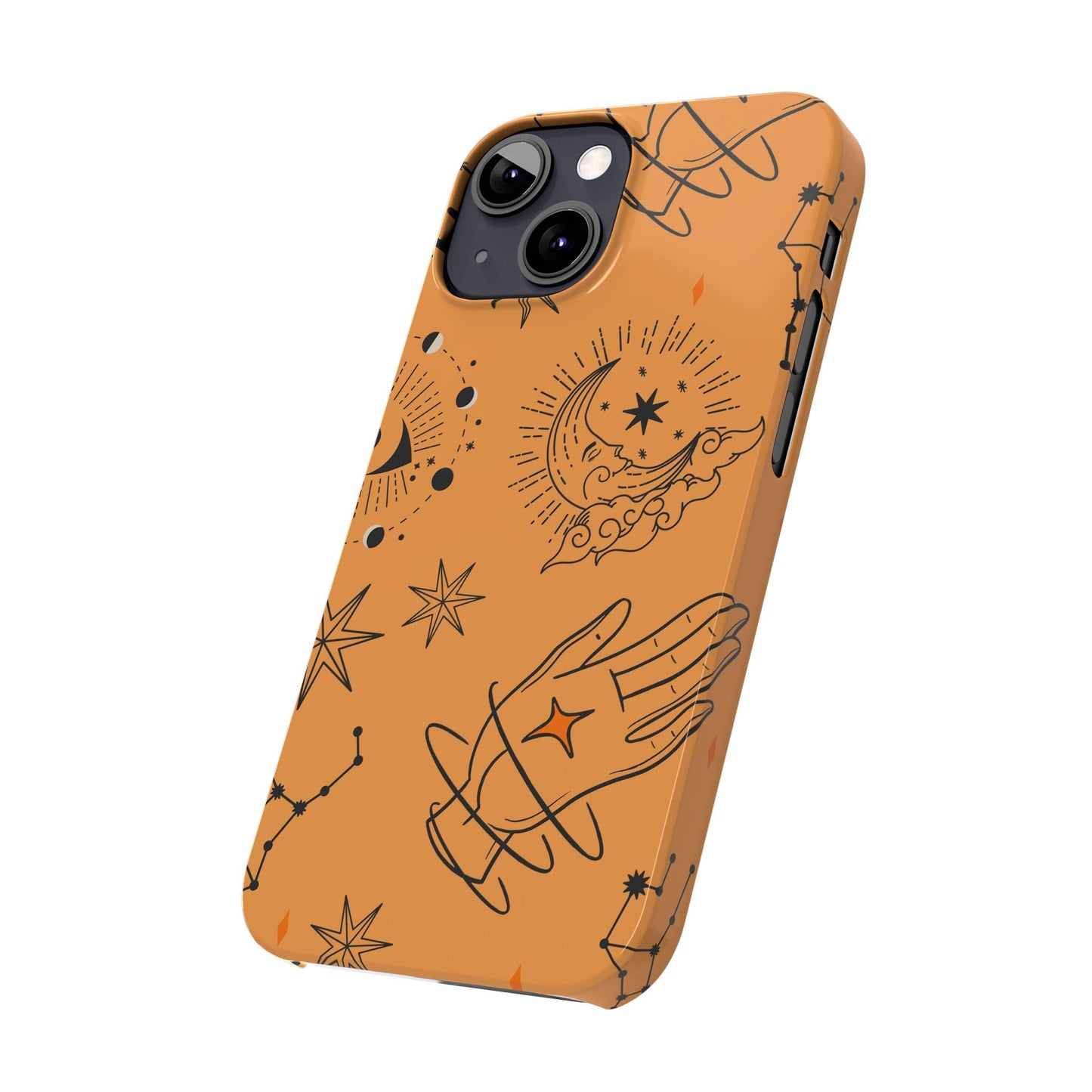 Orange Mystical Astrology iPhone 16, 15, 14, 13 Case - Ideal Gift for Astrology Enthusiasts - Celestial Artistry - Fits iPhone 15 Pro and Max