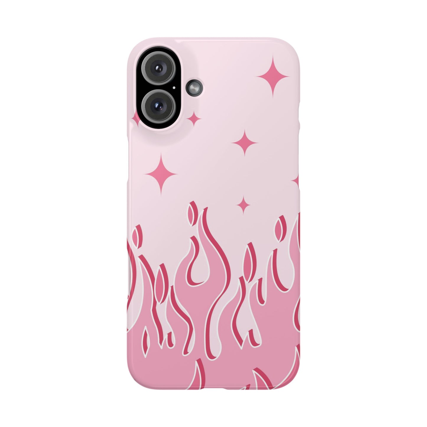 Pink Flame iPhone Case with Heart - Feminine Design for Women. For iphone 13, iphone 14 and iphone 15 pro and max