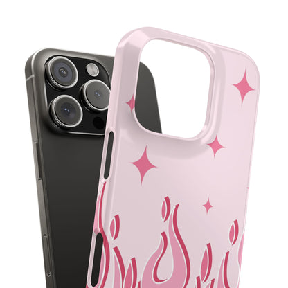 Pink Flame iPhone Case with Heart - Feminine Design for Women. For iphone 13, iphone 14 and iphone 15 pro and max