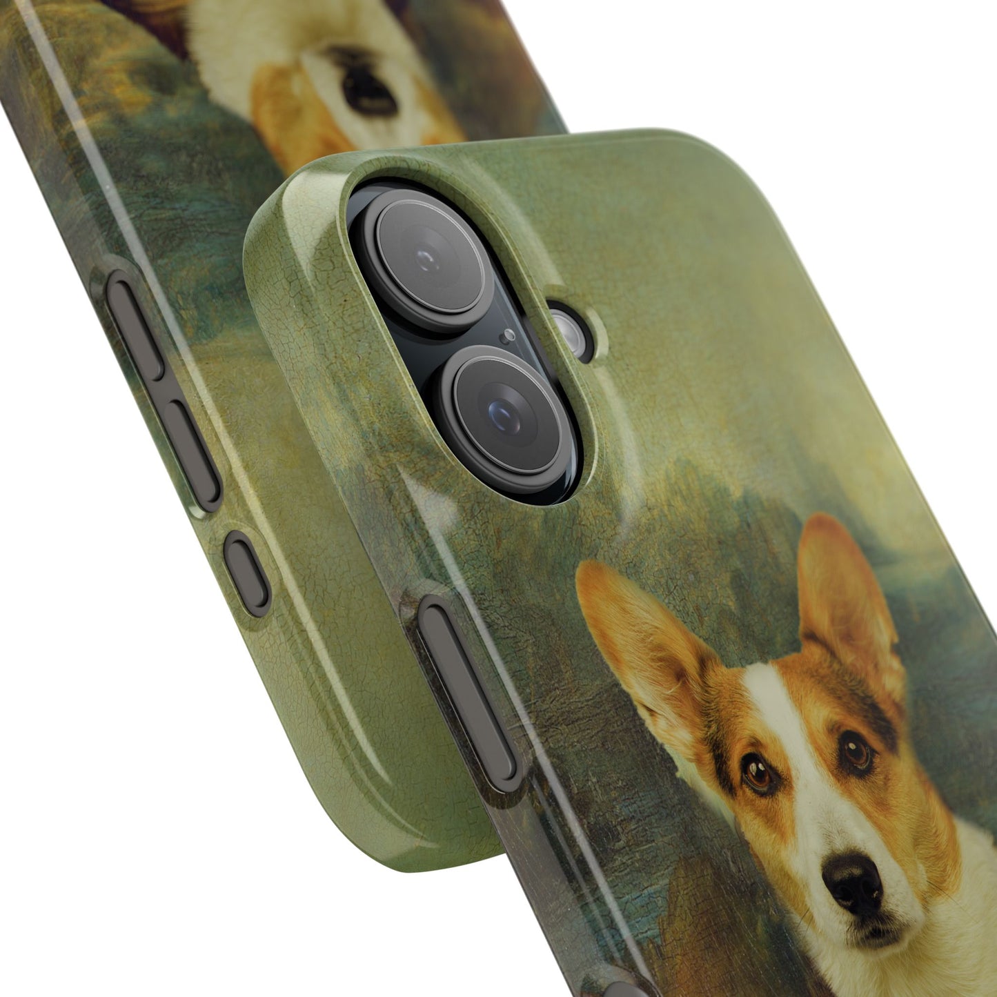 Puppy iPhone Case, Mona Lisa Parody, Wireless Charging - iPhone 16, 15, 14, 13 Pro/Max