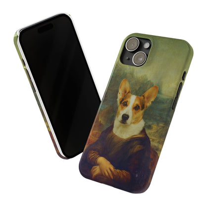 Puppy iPhone Case, Mona Lisa Parody, Wireless Charging - iPhone 16, 15, 14, 13 Pro/Max