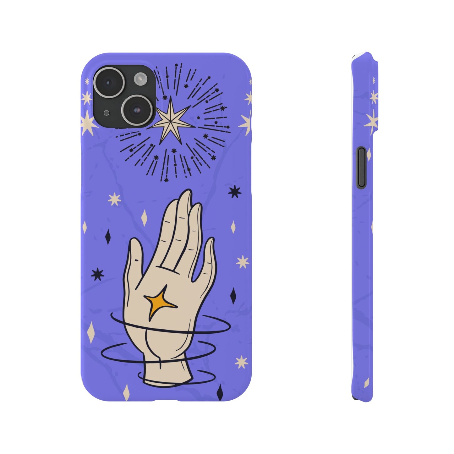 Purple Mystic Hand iPhone 15, 14, 13 Case - Celestial Design - Fits iPhone 15 Pro and Max - Ideal Gift for Astrology Enthusiasts