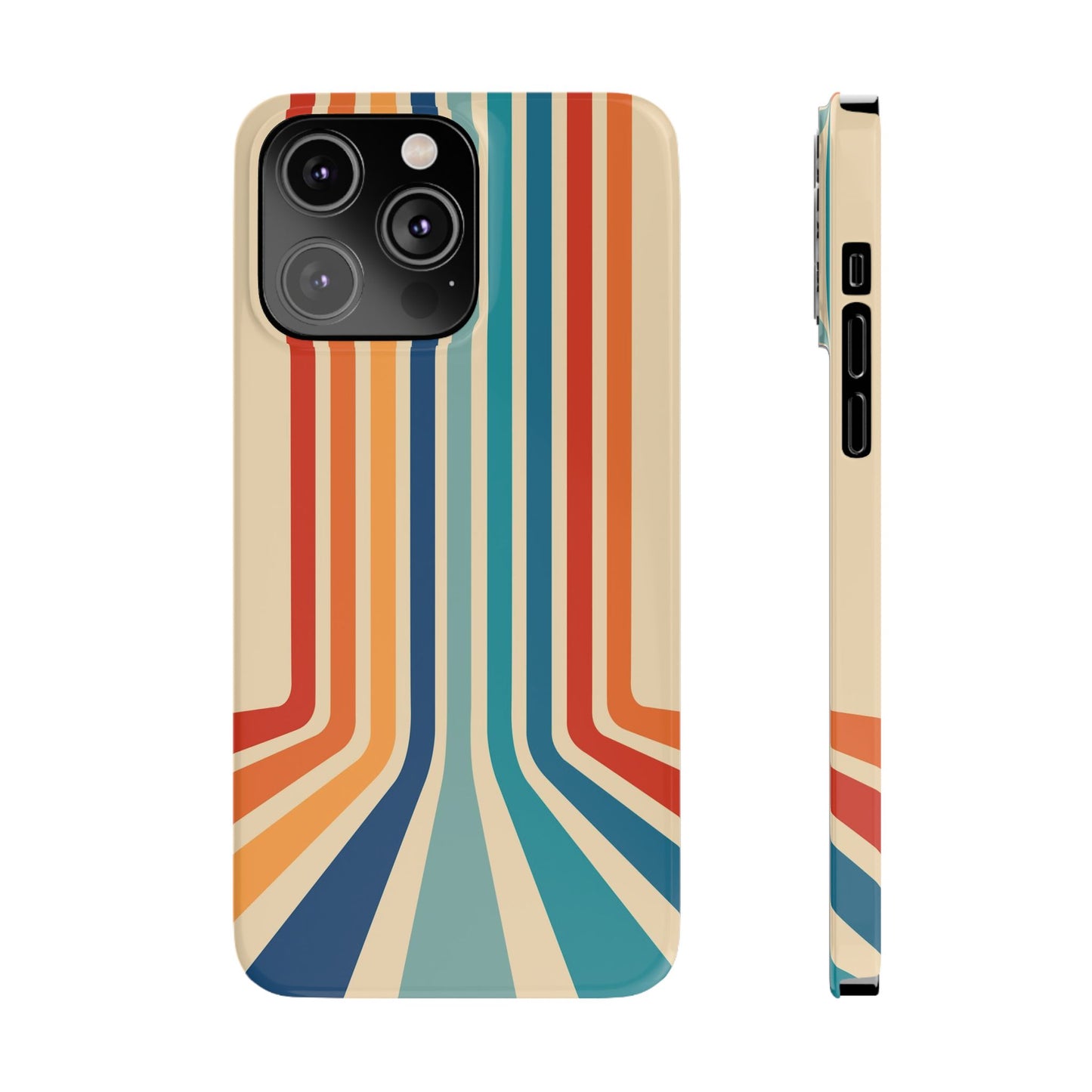 Retro iPhone case with abstract stripes on the horizon - Timeless Design for Summer - For iPhone 13, iPhone 14 and iPhone 15 pro and max.