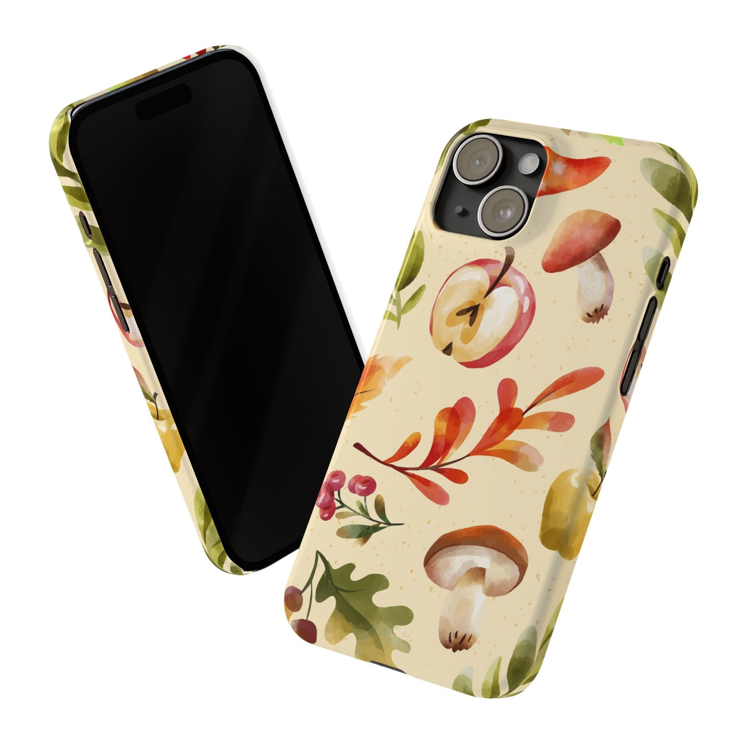 Beautiful iPhone case designs with autumn elements in watercolor style. These phone case designs are perfect for iPhone 16, 15, iPhone 14 and 13