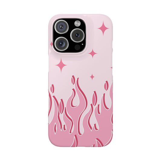 Pink Flame iPhone Case with Heart - Feminine Design for Women. For iphone 13, iphone 14 and iphone 15 pro and max