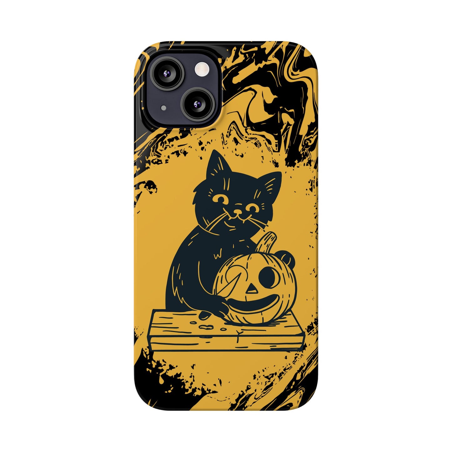 iPhone Case Halloween Edition: Kitty Carving Pumpkin. Iphone 16, 15 case, iphone 14 case, iphone 13 case. Pro, max and mini