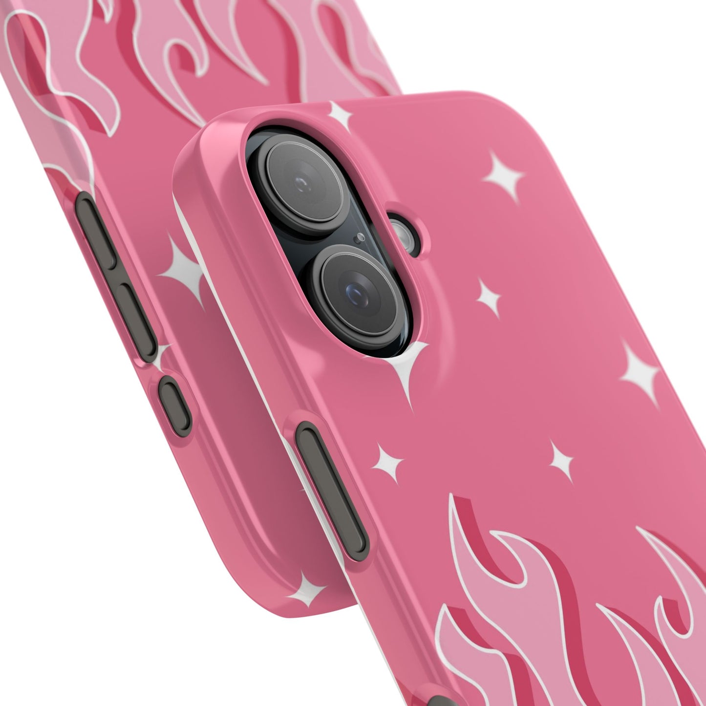 Pink Flame iPhone Case with Heart - Feminine Design for Women. For iphone 13, iphone 14 and iphone 15 pro and max