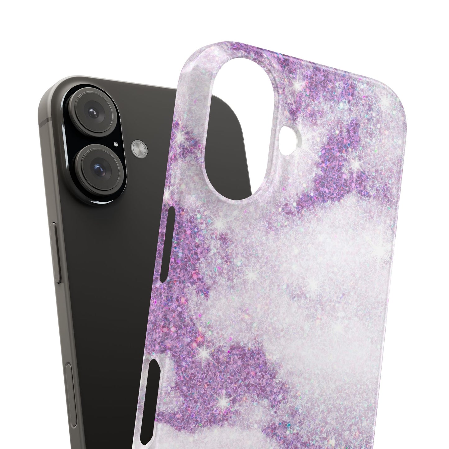 Purple Dreamy Clouds Phone Case - Mystical Glitter Protection for iPhone