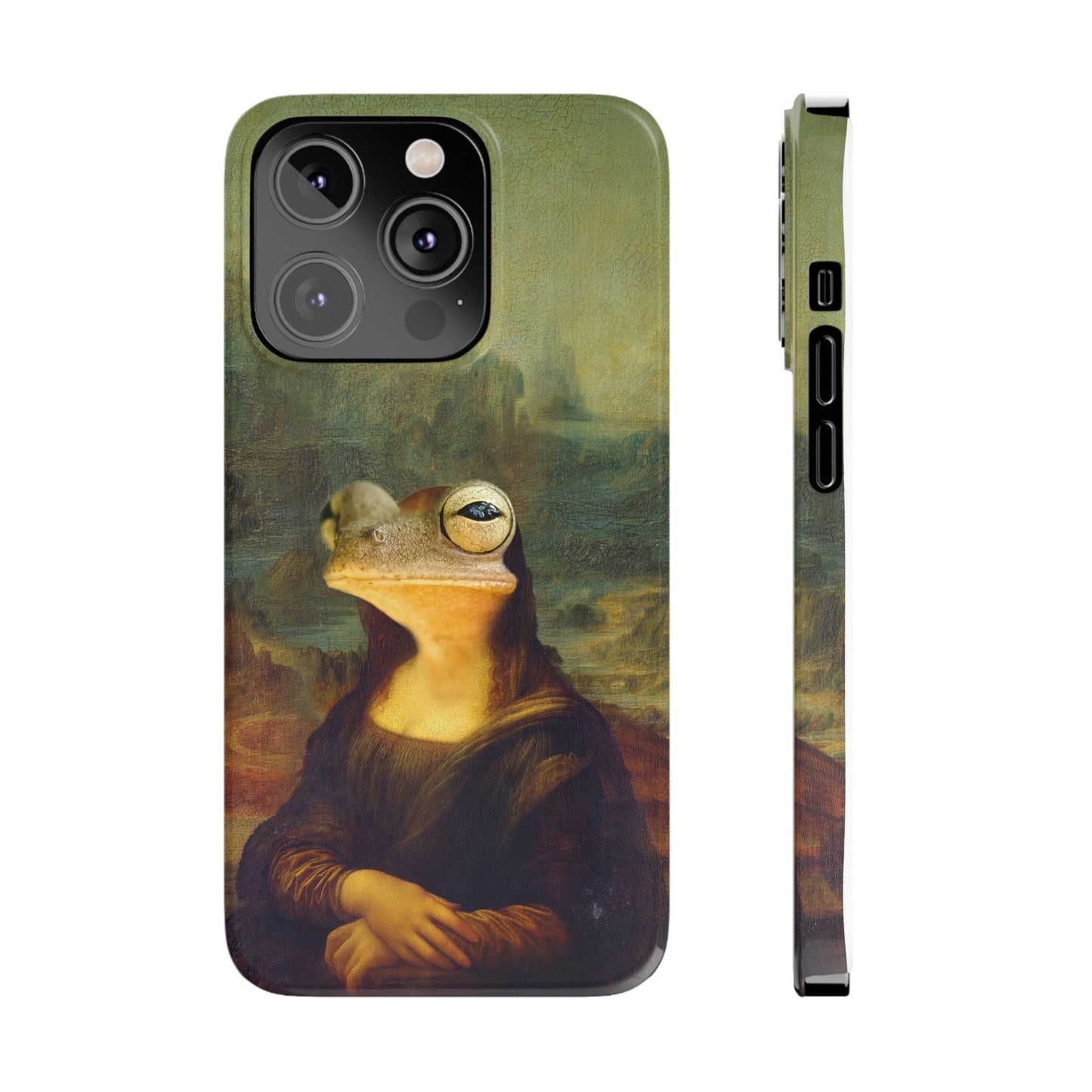 Froggy iPhone Case, Mona Lisa Parody, Wireless Charging - iPhone 16, 15, 14, 13 Pro/Max