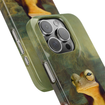 Froggy iPhone Case, Mona Lisa Parody, Wireless Charging - iPhone 16, 15, 14, 13 Pro/Max