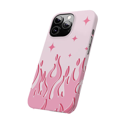 Pink Flame iPhone Case with Heart - Feminine Design for Women. For iphone 13, iphone 14 and iphone 15 pro and max