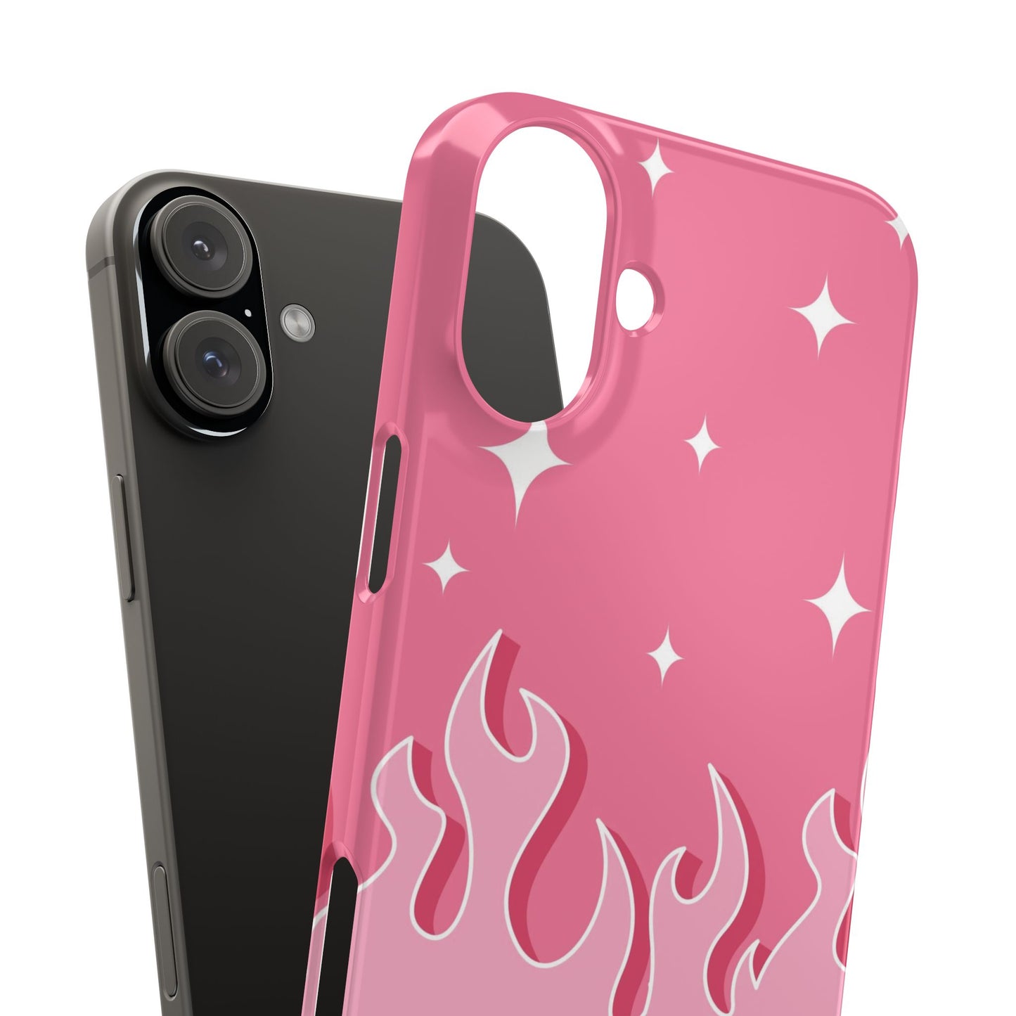 Pink Flame iPhone Case with Heart - Feminine Design for Women. For iphone 13, iphone 14 and iphone 15 pro and max