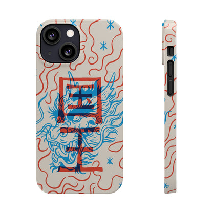 Geek case with dragon design and Asian art duotone style