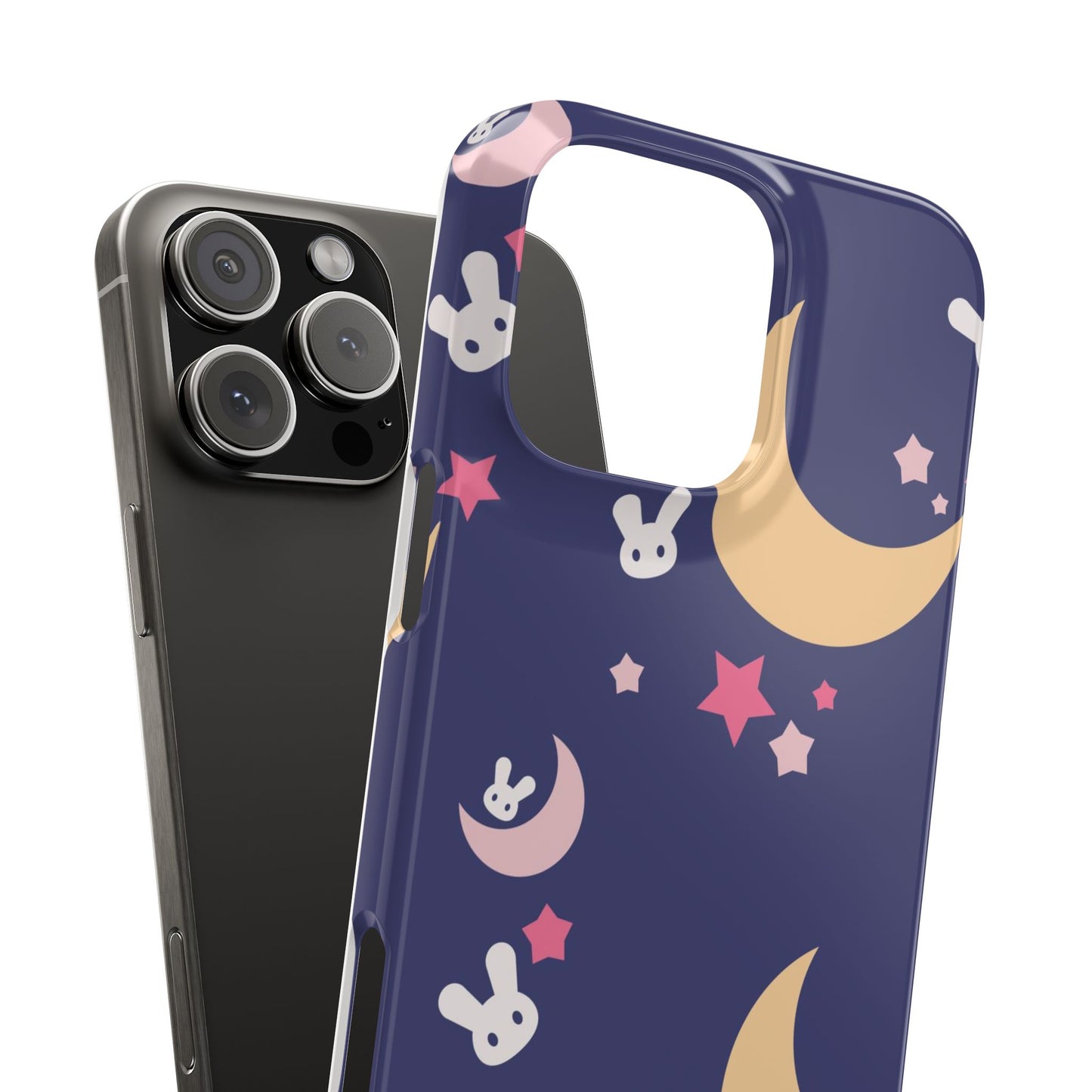 Adorable Bunnies with Moons Background iPhone Case - Ideal for Kids and Rabbit Lovers - For iphone 15 cases, iphone 14 and iphone 13 pro/max