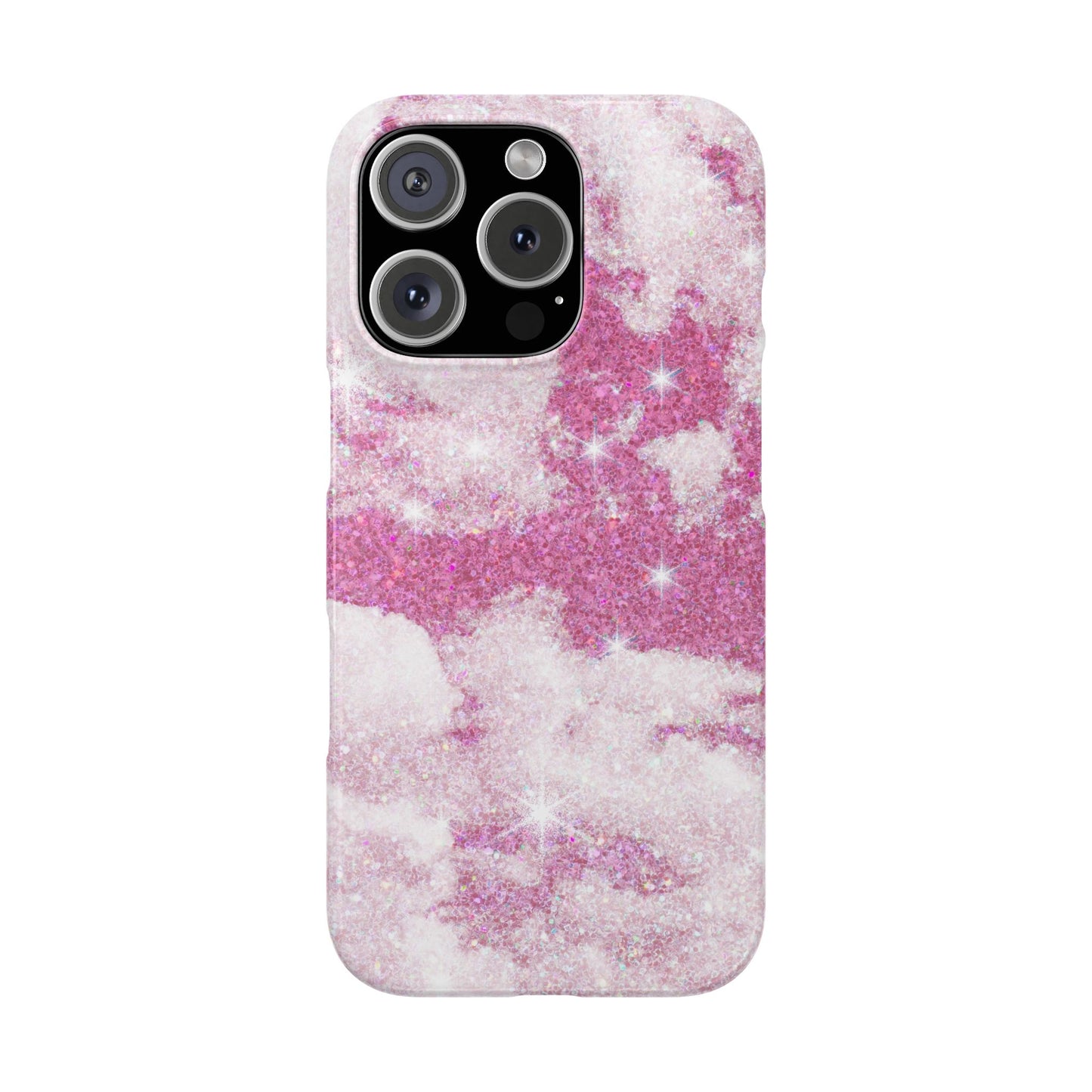 Pink Glitter Sky Phone Case - Sparkling Cloud Design for iPhone