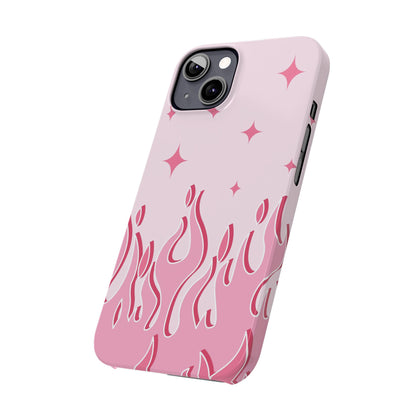 Pink Flame iPhone Case with Heart - Feminine Design for Women. For iphone 13, iphone 14 and iphone 15 pro and max