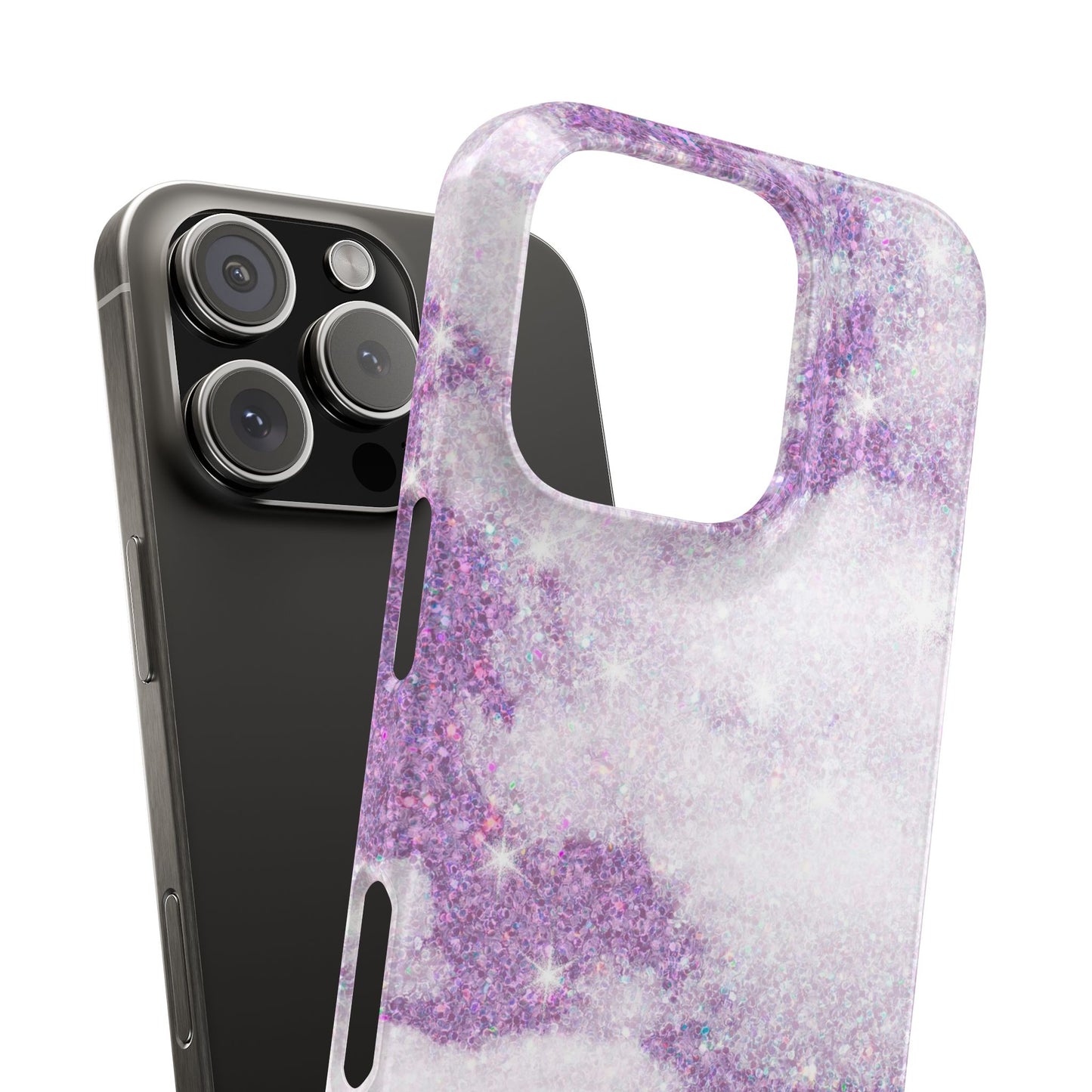 Purple Dreamy Clouds Phone Case - Mystical Glitter Protection for iPhone