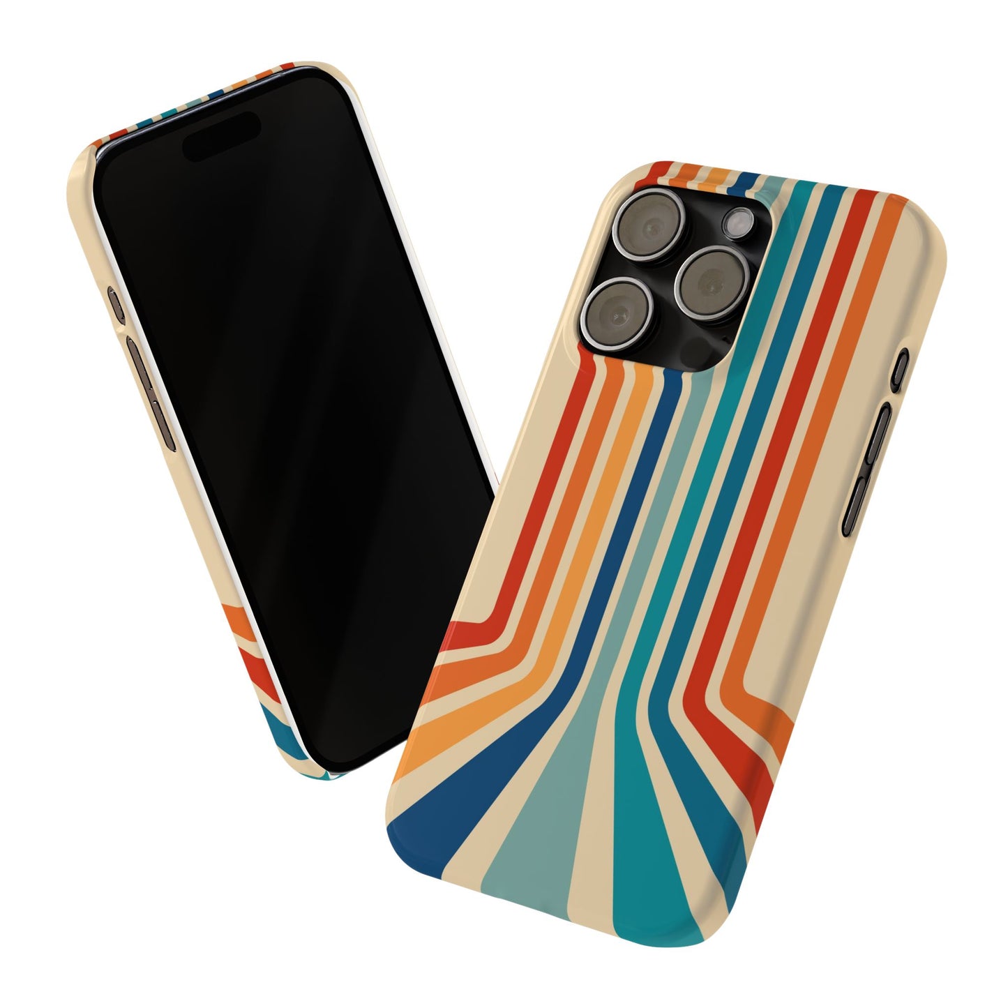 Retro iPhone case with abstract stripes on the horizon - Timeless Design for Summer - For iPhone 13, iPhone 14 and iPhone 15 pro and max.