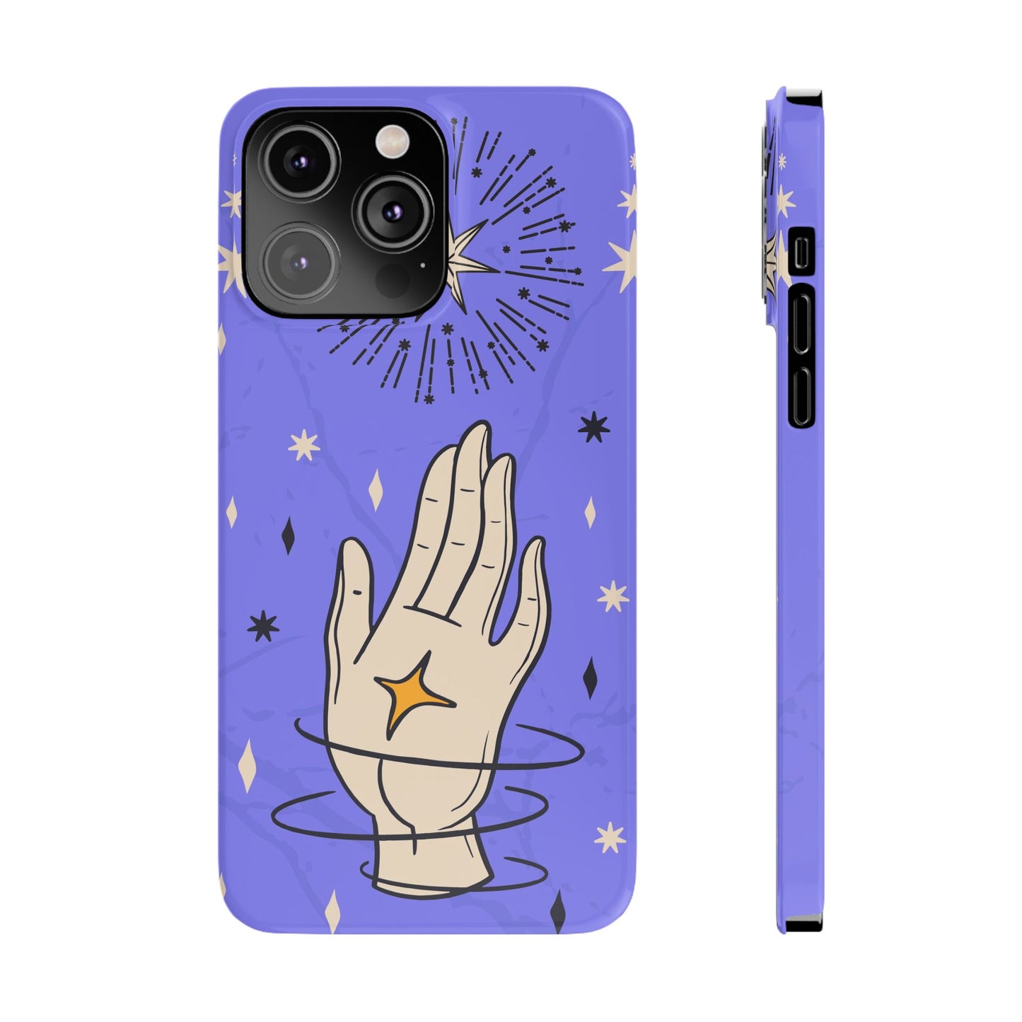 Purple Mystic Hand iPhone 15, 14, 13 Case - Celestial Design - Fits iPhone 15 Pro and Max - Ideal Gift for Astrology Enthusiasts