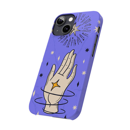 Purple Mystic Hand iPhone 15, 14, 13 Case - Celestial Design - Fits iPhone 15 Pro and Max - Ideal Gift for Astrology Enthusiasts