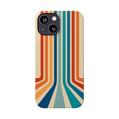 Retro iPhone case with abstract stripes on the horizon - Timeless Design for Summer - For iPhone 13, iPhone 14 and iPhone 15 pro and max.