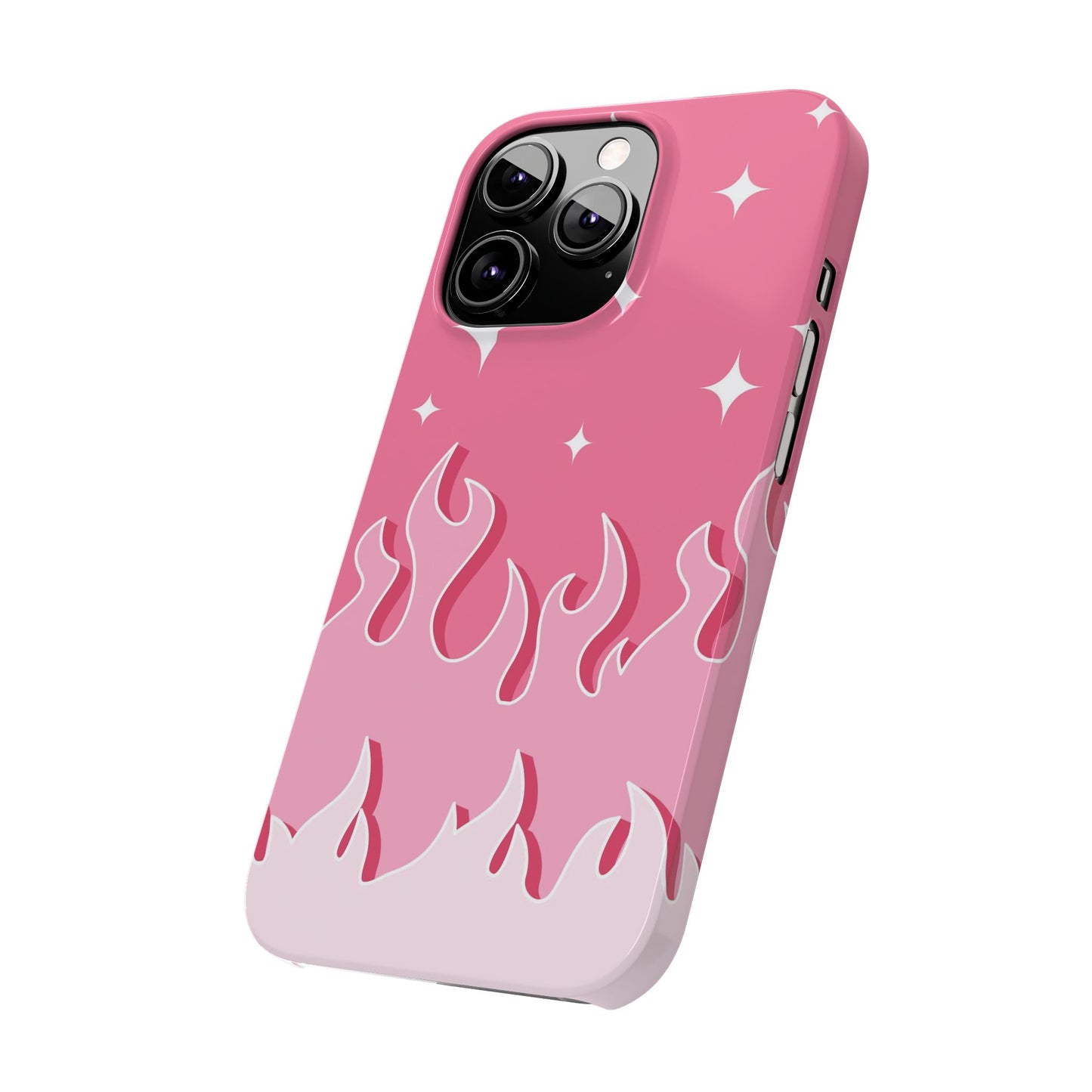 Pink Flame iPhone Case with Heart - Feminine Design for Women. For iphone 13, iphone 14 and iphone 15 pro and max