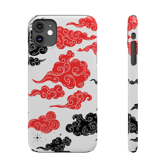 Red & Black Japanese Otaku Cloud iPhone Case - Stylish & Protective Cover