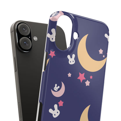 Adorable Bunnies with Moons Background iPhone Case - Ideal for Kids and Rabbit Lovers - For iphone 15 cases, iphone 14 and iphone 13 pro/max