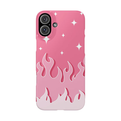 Pink Flame iPhone Case with Heart - Feminine Design for Women. For iphone 13, iphone 14 and iphone 15 pro and max