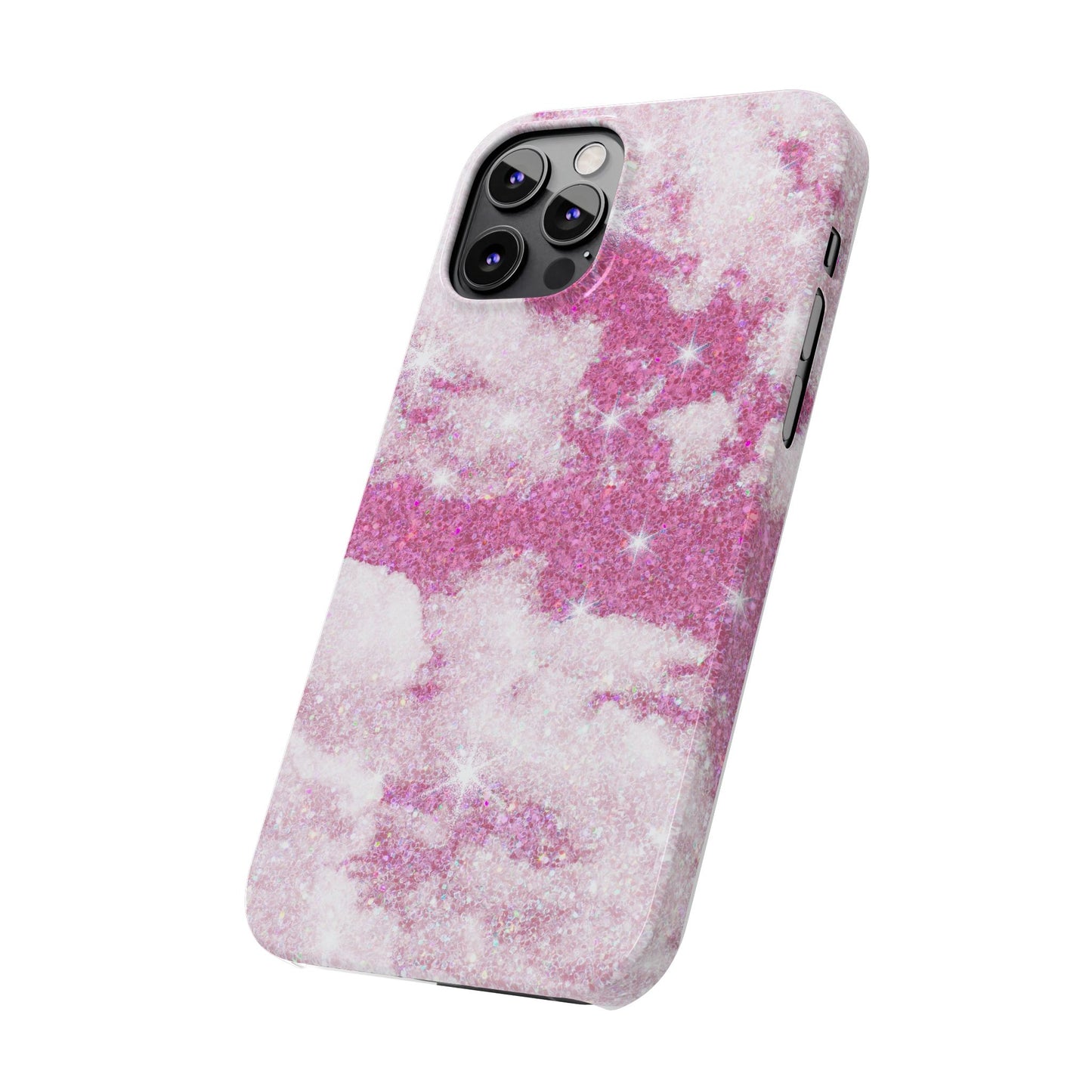 Pink Glitter Sky Phone Case - Sparkling Cloud Design for iPhone