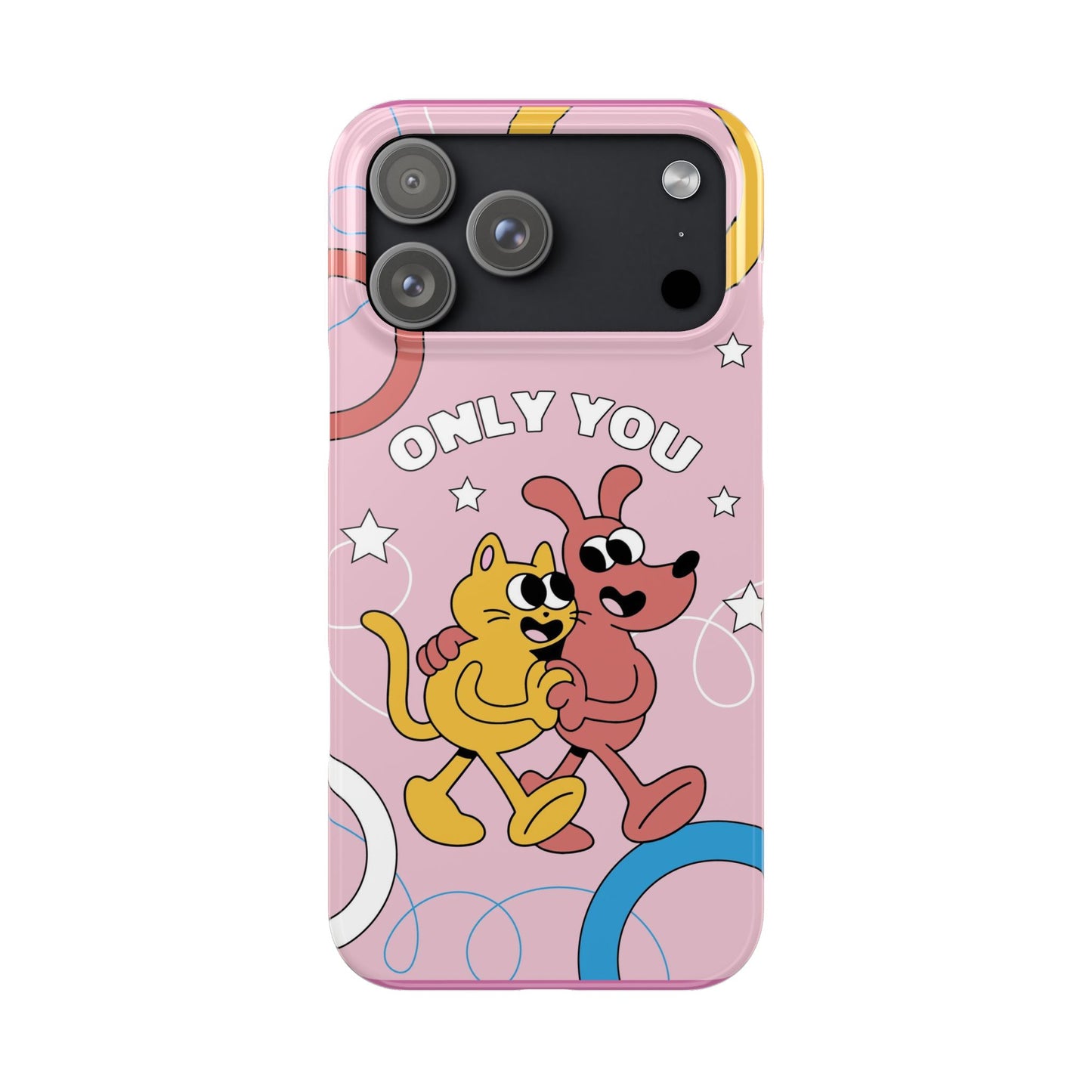 Dog and cat couple in retro cartoon style.