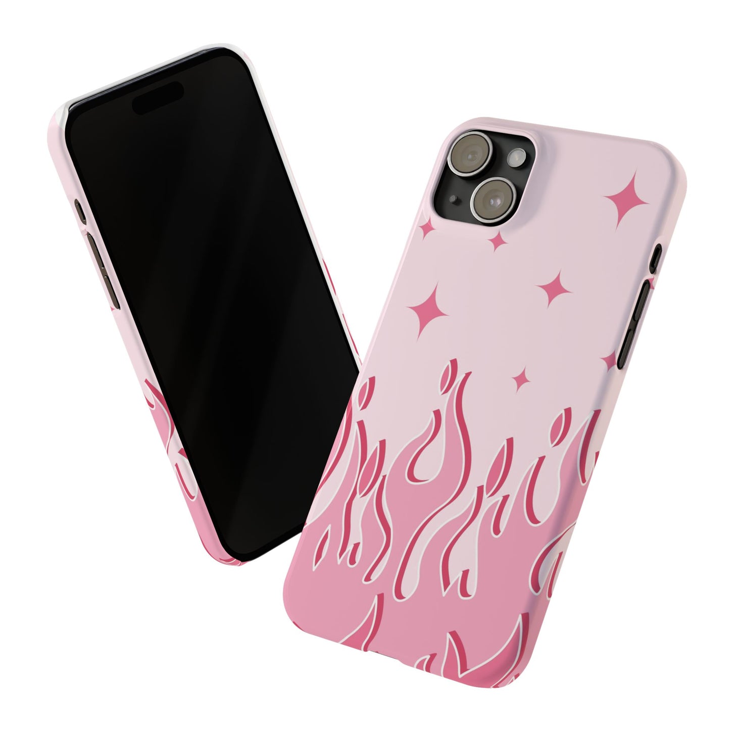 Pink Flame iPhone Case with Heart - Feminine Design for Women. For iphone 13, iphone 14 and iphone 15 pro and max