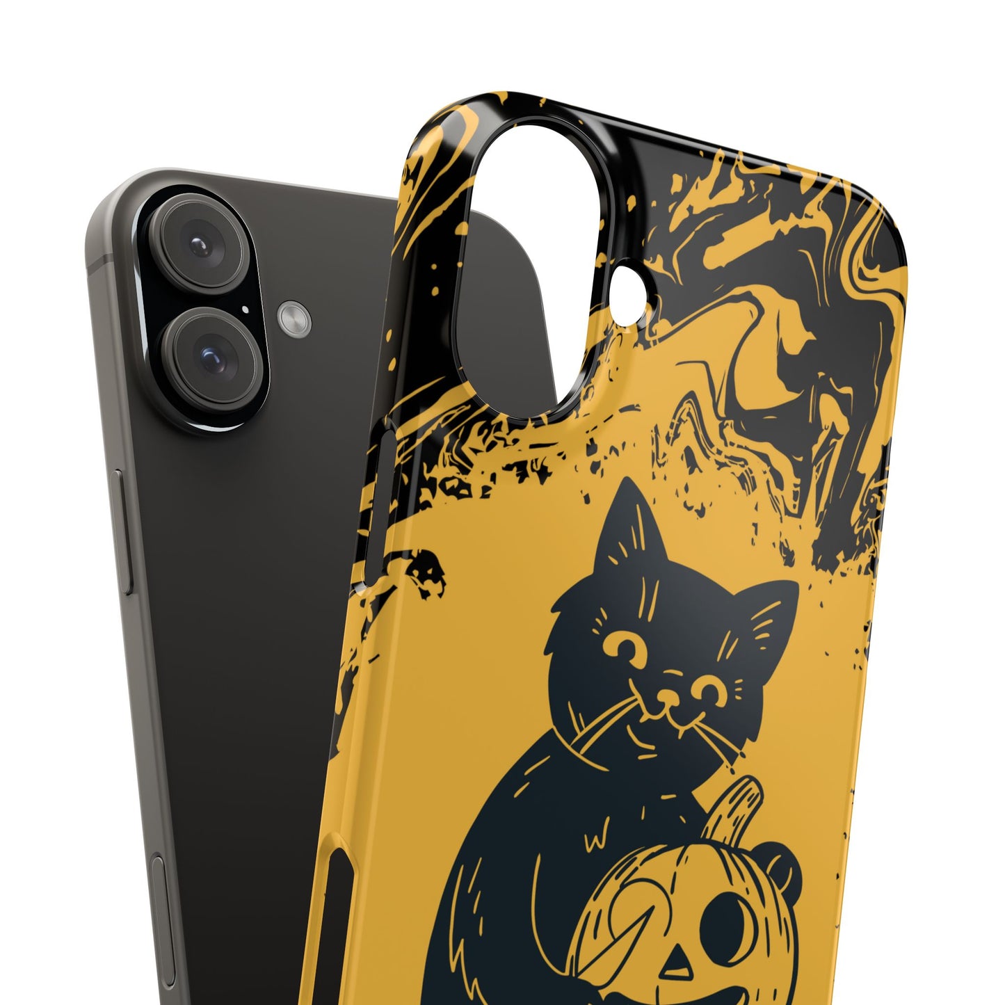 iPhone Case Halloween Edition: Kitty Carving Pumpkin. Iphone 16, 15 case, iphone 14 case, iphone 13 case. Pro, max and mini