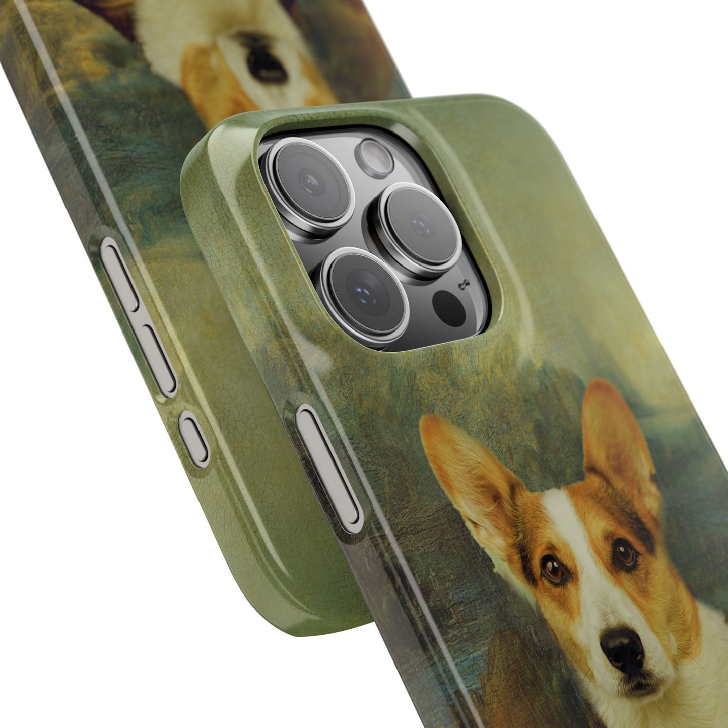 Puppy iPhone Case, Mona Lisa Parody, Wireless Charging - iPhone 16, 15, 14, 13 Pro/Max