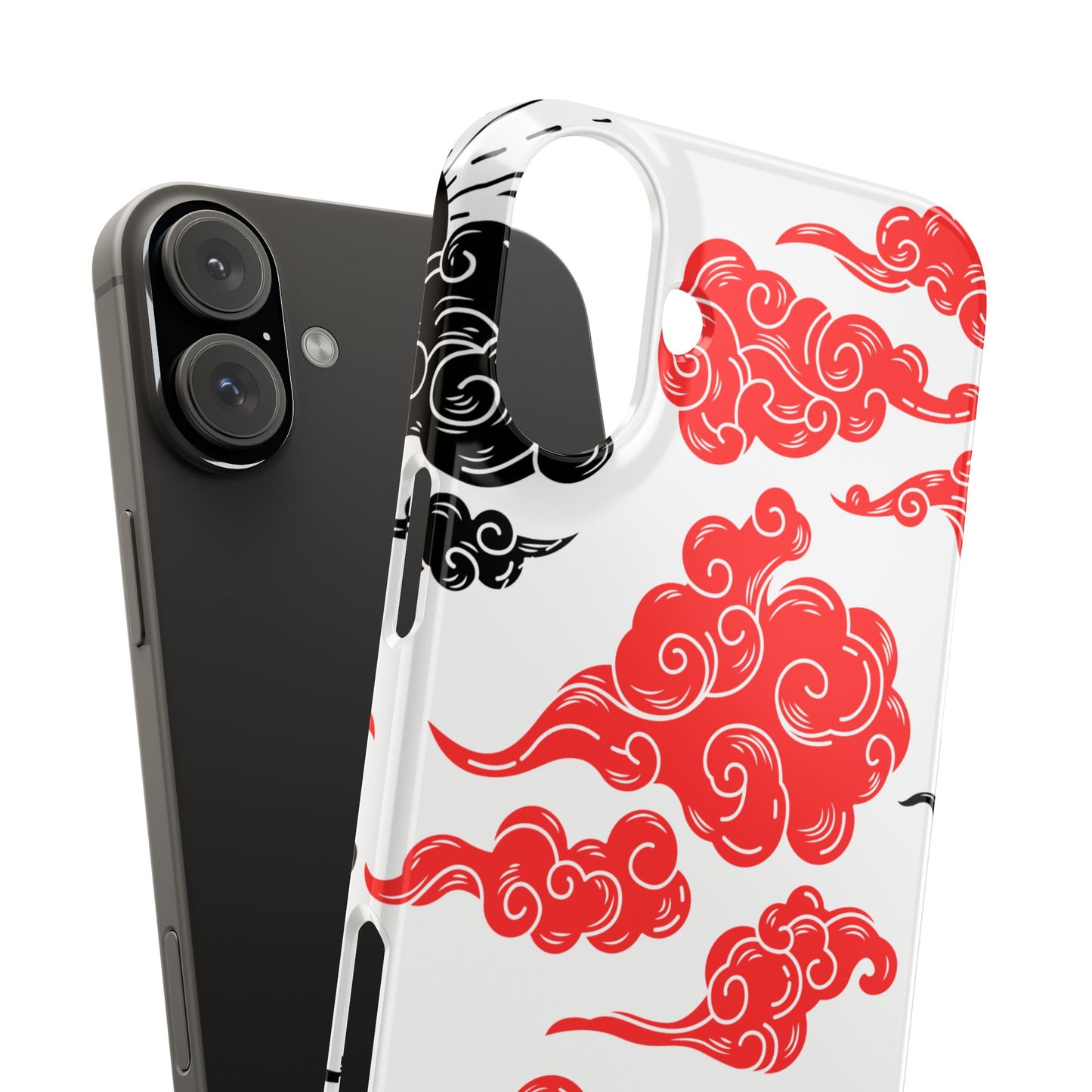 Red & Black Japanese Otaku Cloud iPhone Case - Stylish & Protective Cover