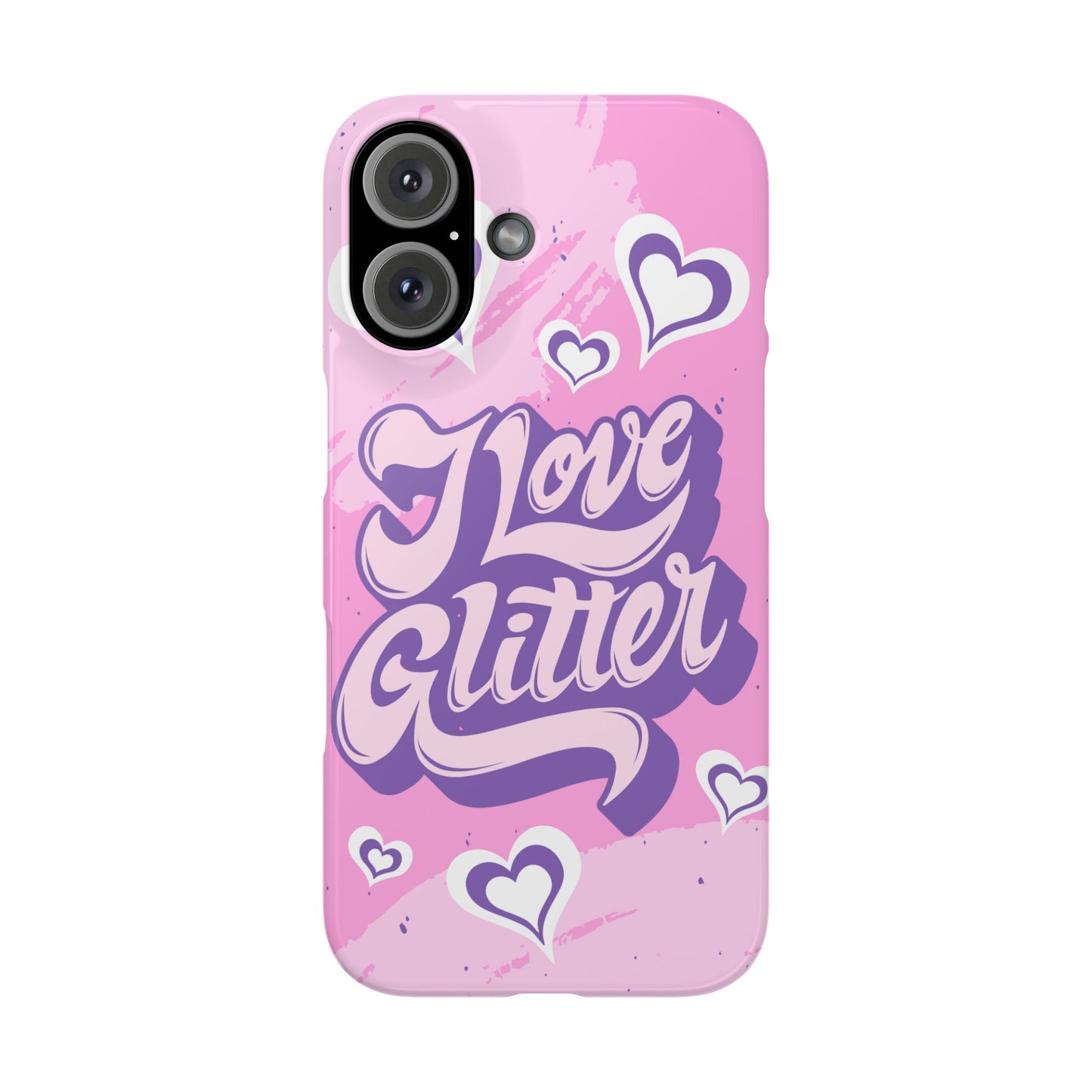 "i love glitter" Design and hearts