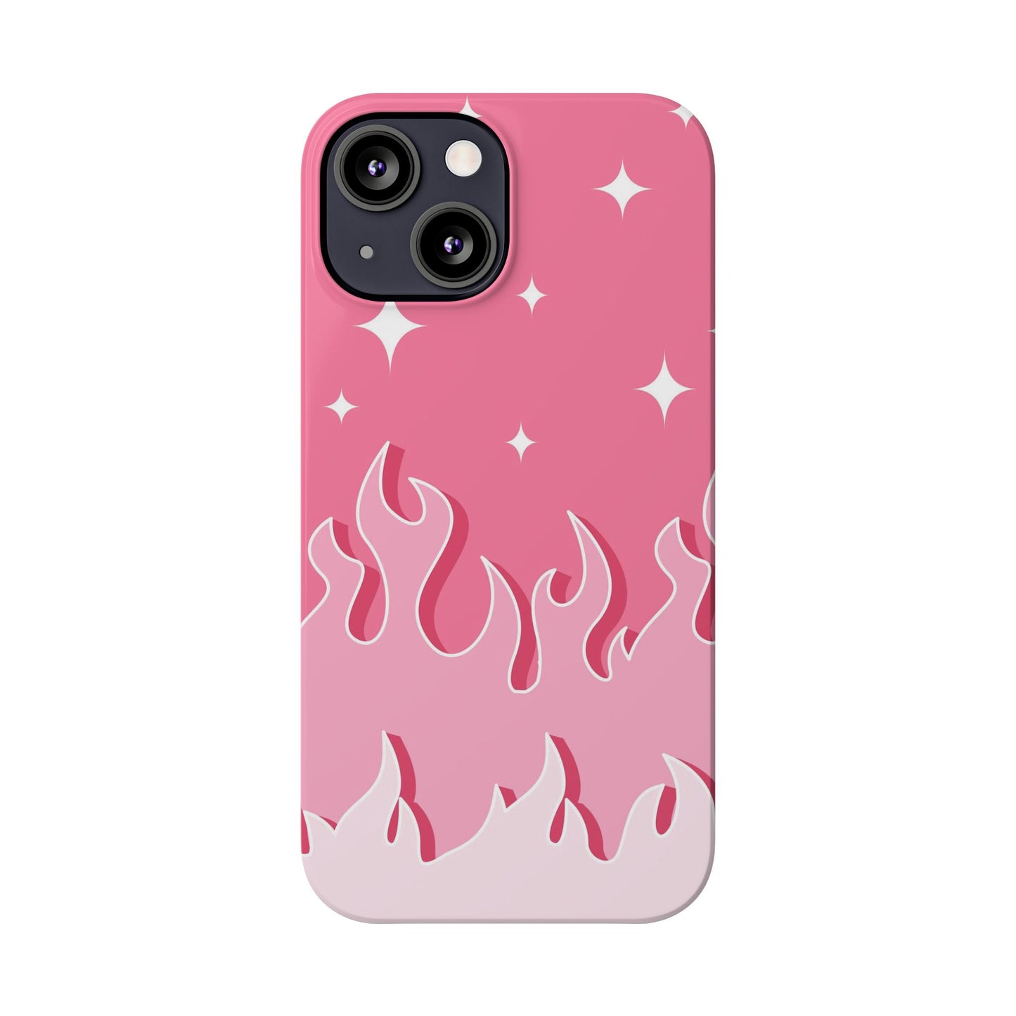 Pink Flame iPhone Case with Heart - Feminine Design for Women. For iphone 13, iphone 14 and iphone 15 pro and max