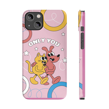 Dog and cat couple in retro cartoon style.