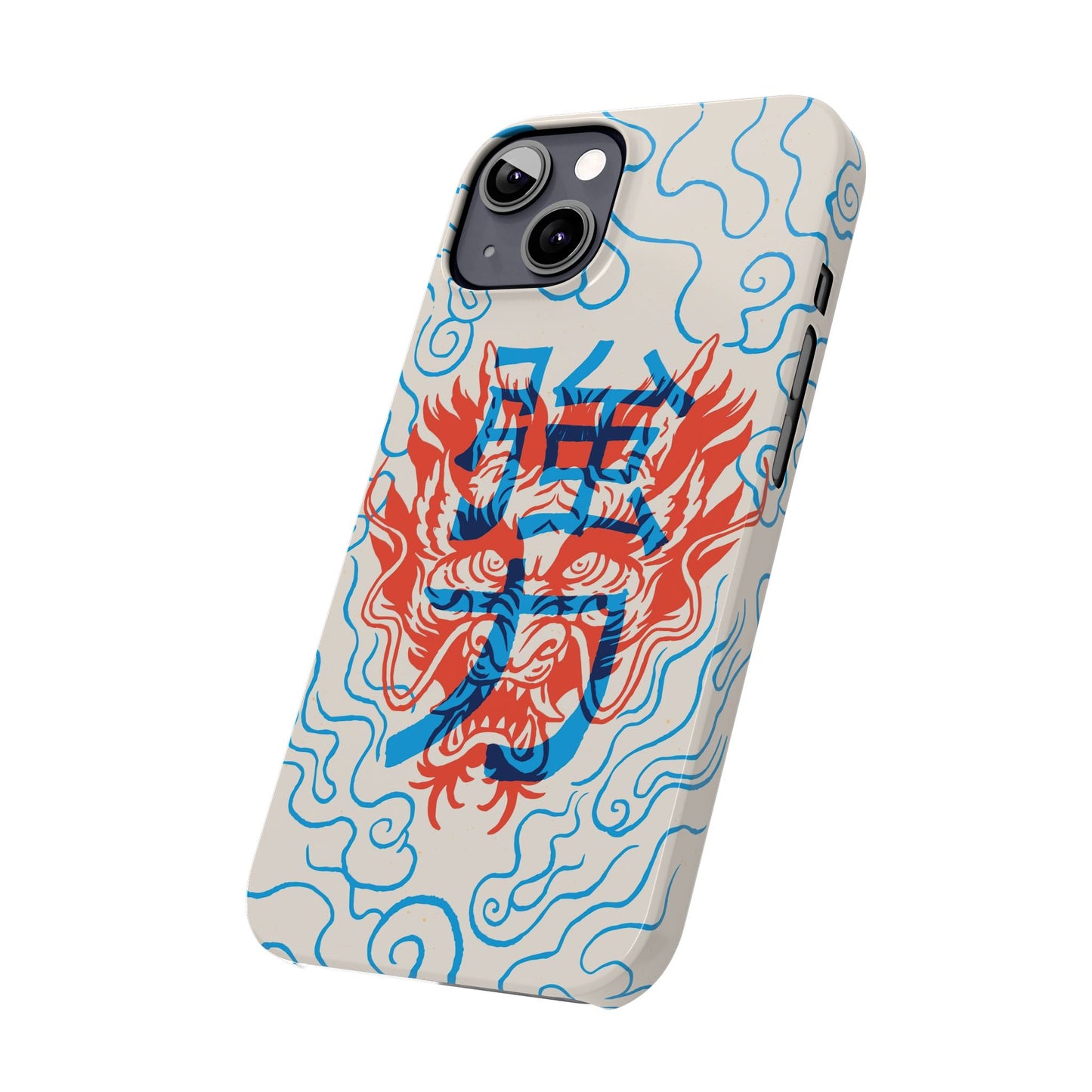 Geek iphone case with asian art duotone style. Case for iphone 15, iphone 14 and iphone 13 pro and max.