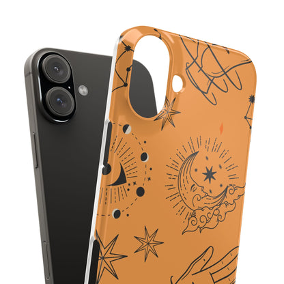 Orange Mystical Astrology iPhone 16, 15, 14, 13 Case - Ideal Gift for Astrology Enthusiasts - Celestial Artistry - Fits iPhone 15 Pro and Max