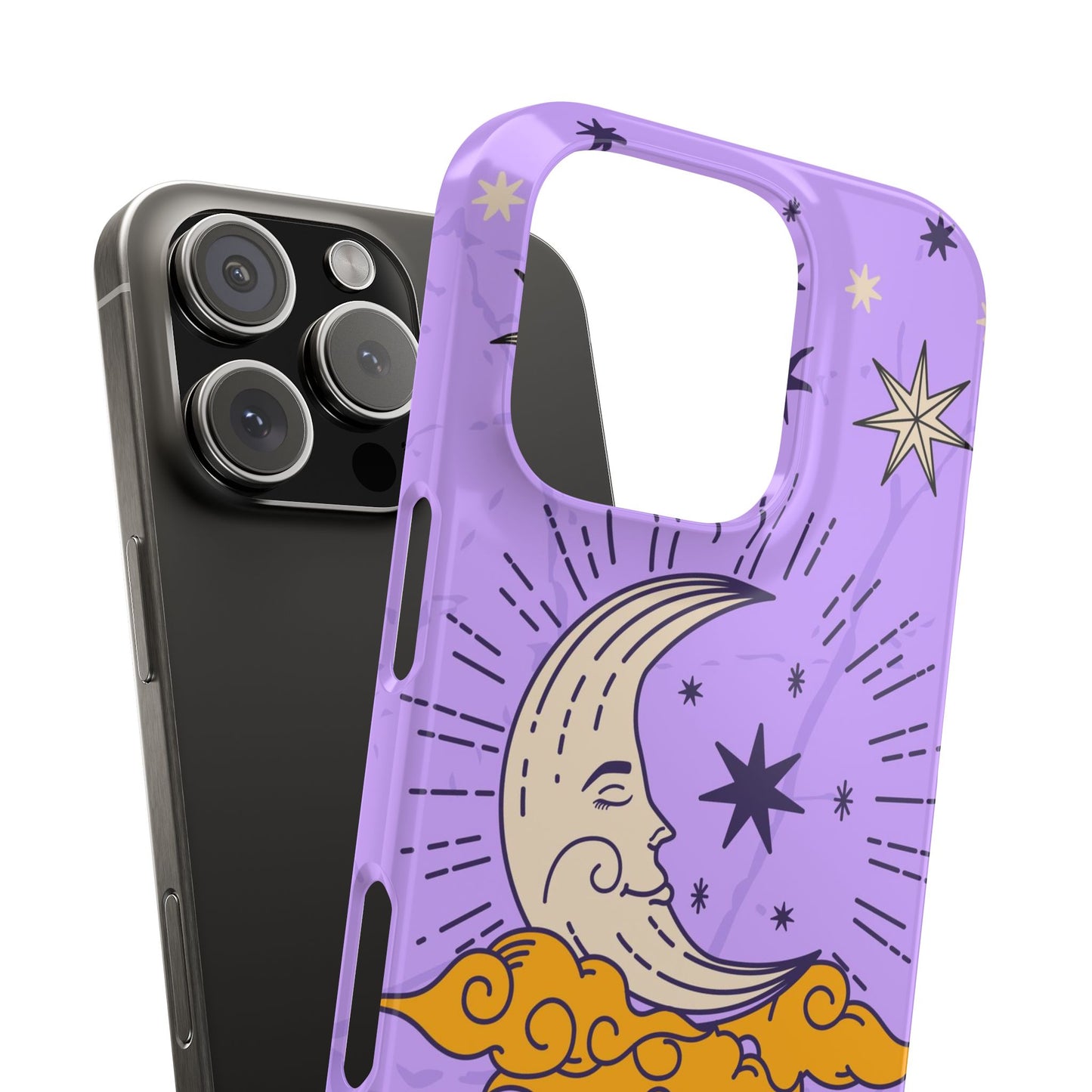 Purple Moon & Modern Witch iPhone 16, 15, 14, 13 Case - Celestial Design - Fits iPhone 15 Pro and Max - Ideal Gift for Modern Witches