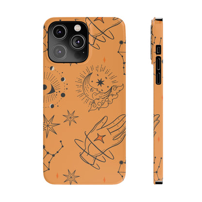 Orange Mystical Astrology iPhone 16, 15, 14, 13 Case - Ideal Gift for Astrology Enthusiasts - Celestial Artistry - Fits iPhone 15 Pro and Max