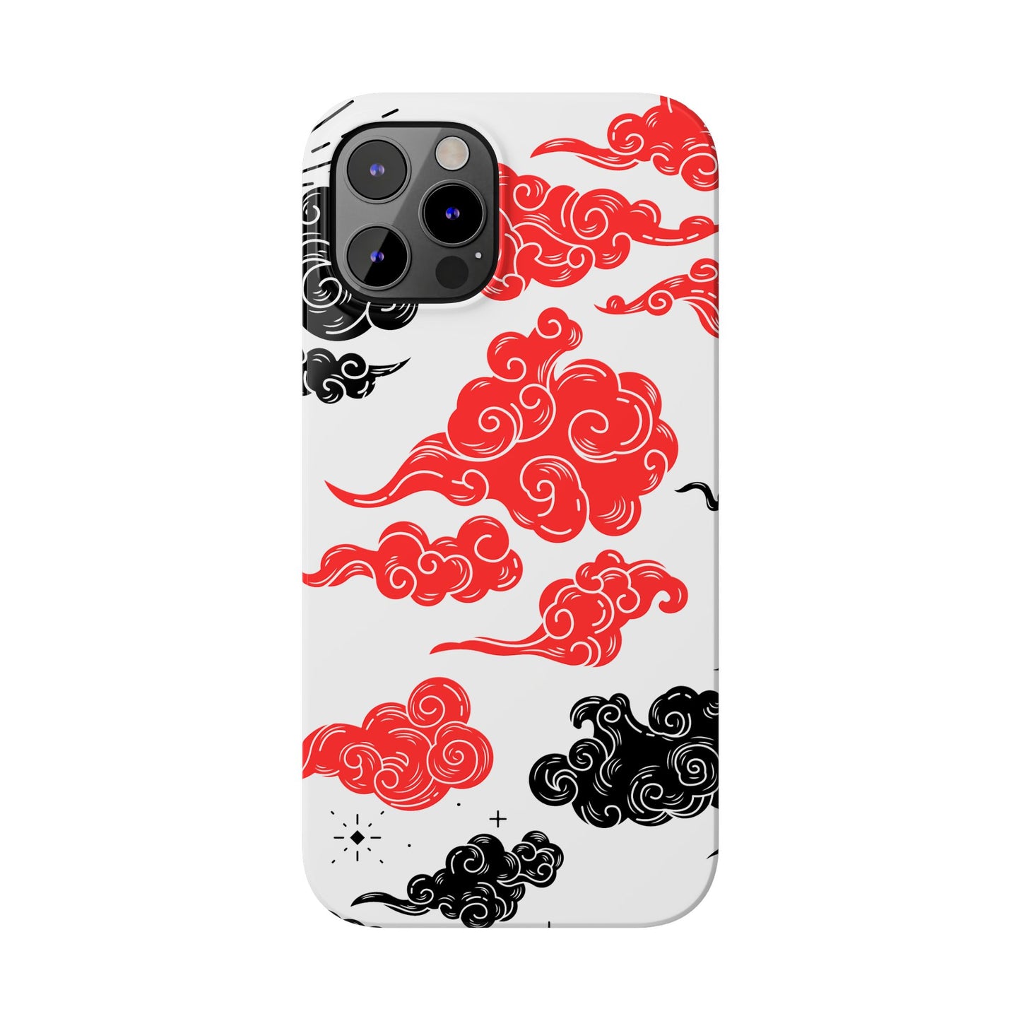 Red & Black Japanese Otaku Cloud iPhone Case - Stylish & Protective Cover